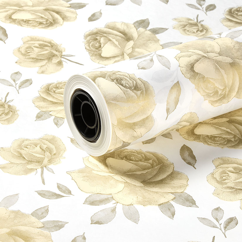 750mm 60gsm White Kraft Gold and Beige Rose