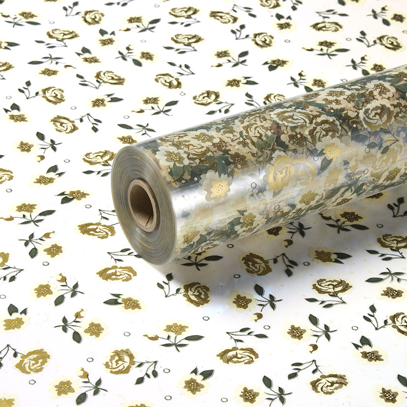 Gold, Beige and Verde Green Vintage Rose Clear Film