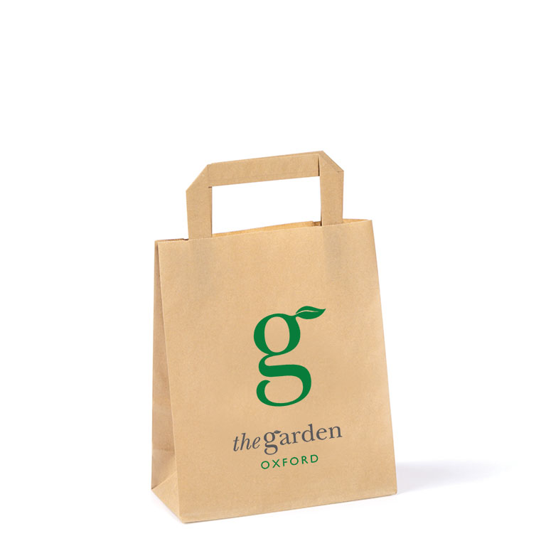 Brown Paper Carriers TAPE Handles 180 x 80 x 220mm Ptd 1S2C