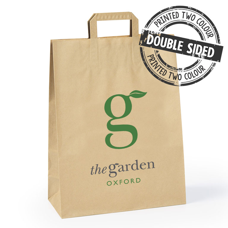 Brown Paper Carriers TAPE Handles 320 x 140 x 420mm Ptd 2S2C